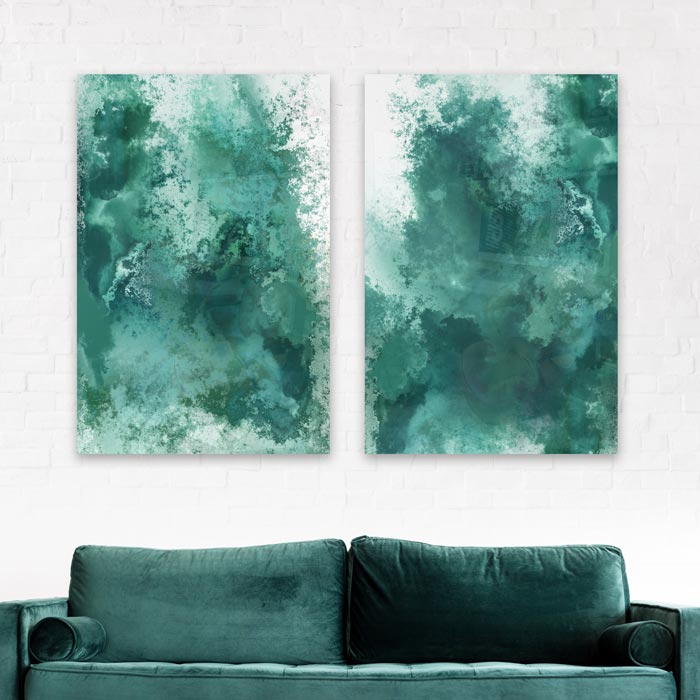 poster abstract blauw turquoise