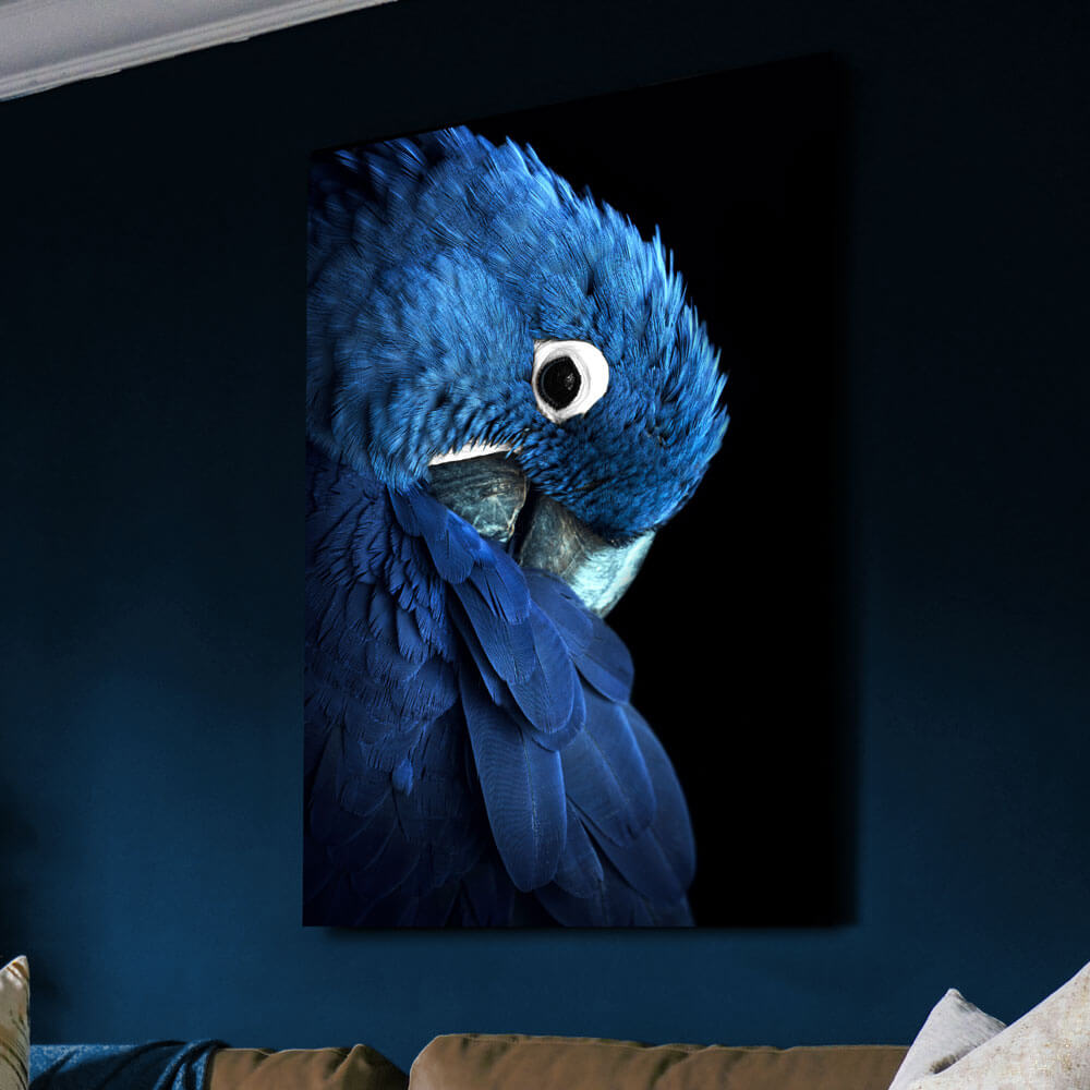 schilderij blauwe papegaai