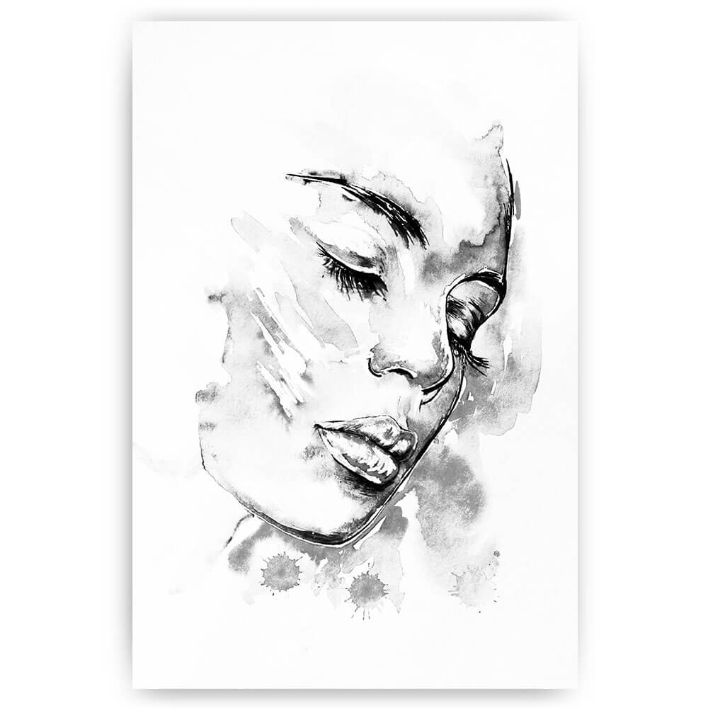 staking Neuken Gestreept Waterverf gezicht zwart wit | Moderne prints - Sfeer aan de Muur