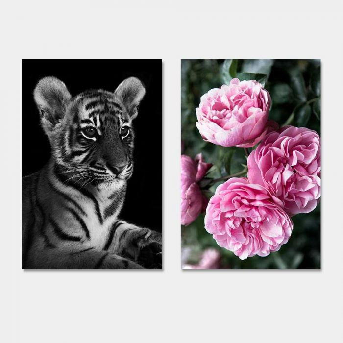 tijger roze rozen