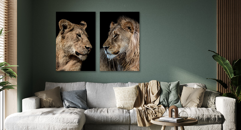 Een Instagram waardige woonkamer met dierenposters aan de muur