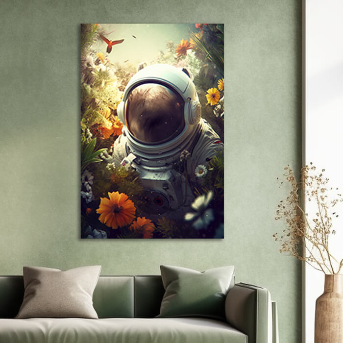 leuk astronaut schilderij voor aan de muur in de woonkamer