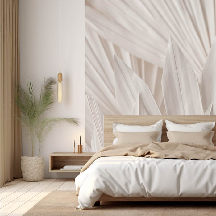 fotobehang in een Scandinavische slaapkamer